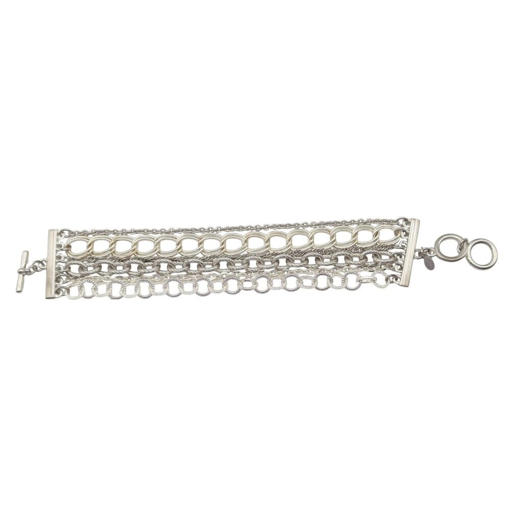 PREMIER DESIGNS Chunky Silver Tone Chunky Mixed Chain Statement Toggle Bracelet